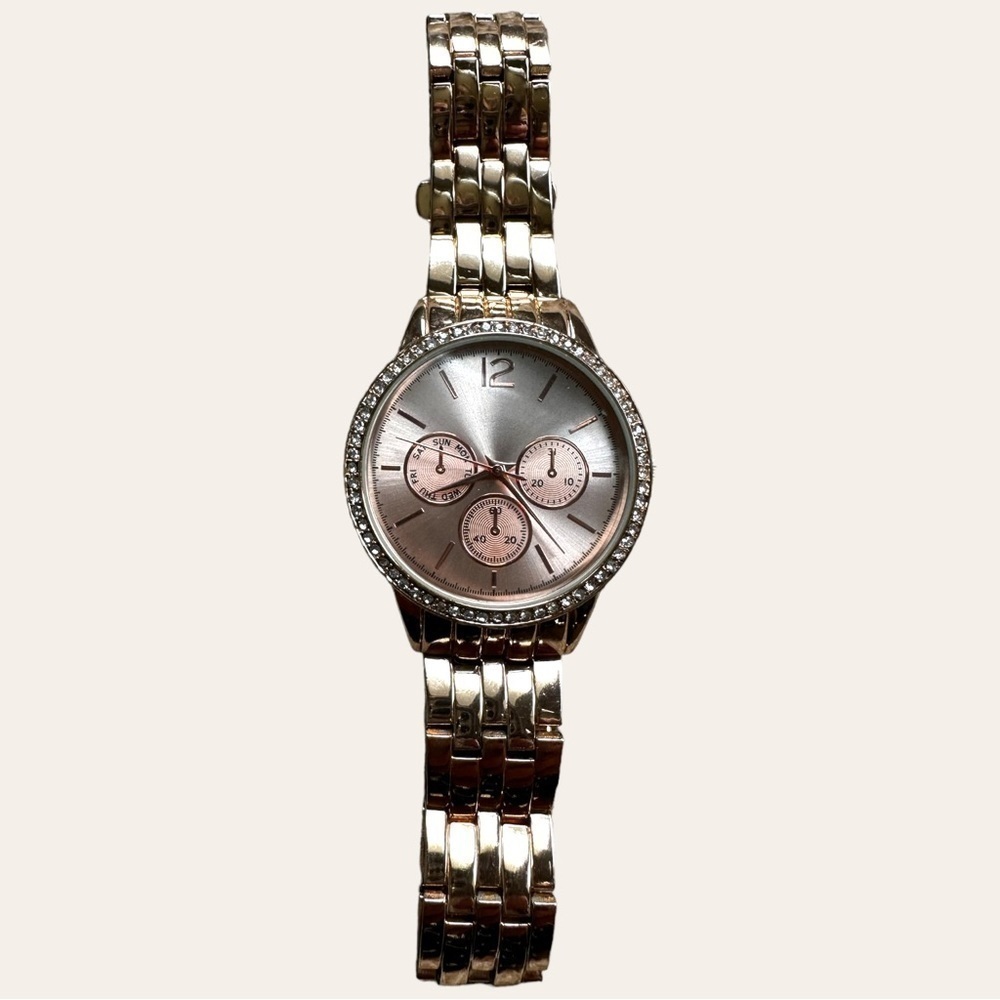 Rose gold watch and bangle bracelet set vintage made in Japan bow bling crystal  - Picture 3 of 6